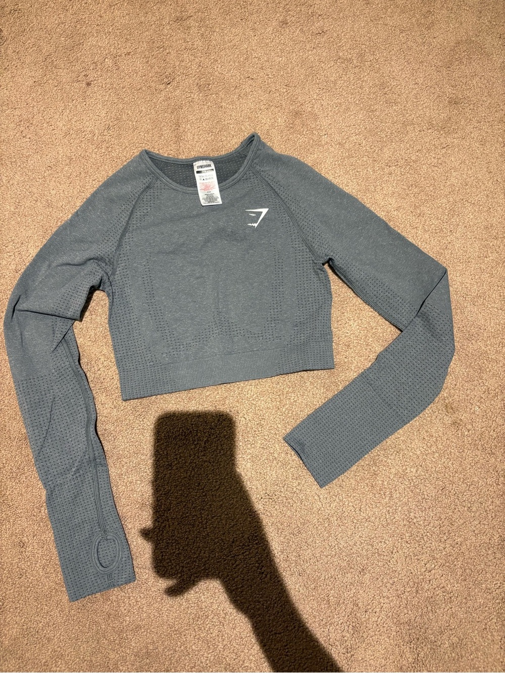 Gymshark Women’s Slate Gray Seamless Long-Sleeve Crop Top size small
